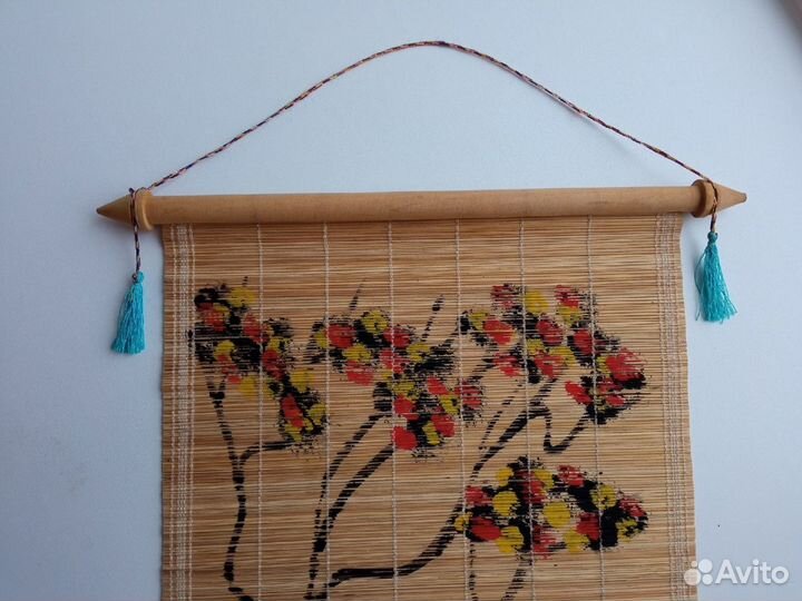 Настенное панно свиток из бамбука Индия Редкость