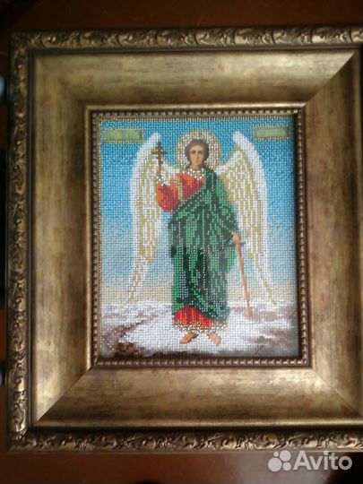 Продается икона Ангелхранитель бисер ручная работа