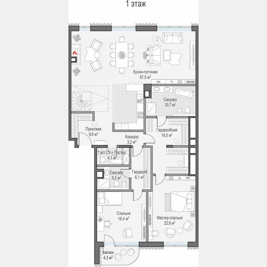 2-к. квартира, 166,9 м², 8/14 эт.