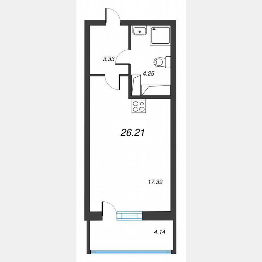 Квартира-студия, 29,1 м², 16/22 эт.