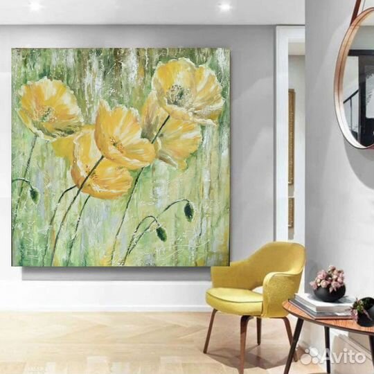 Большая картина маслом на холсте цветы