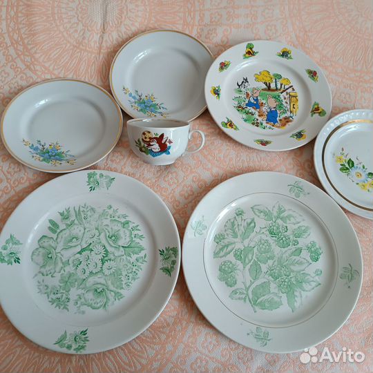Тарелки СССР Дулёво посуда 1957 год детская чашка