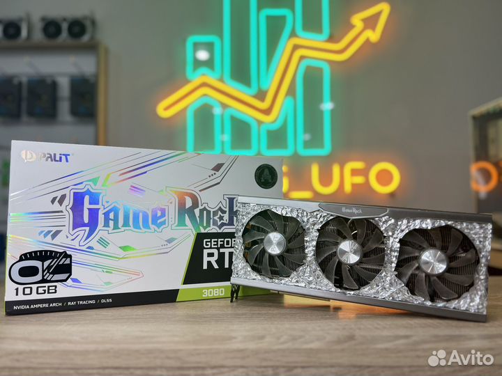 Видеокарта Palit RTX 3080 GameRock LHR с коробкой