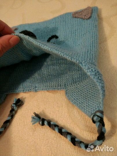 Детская вязаная Шапка-Пёс новая