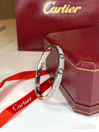 Браслет cartier love белое золото