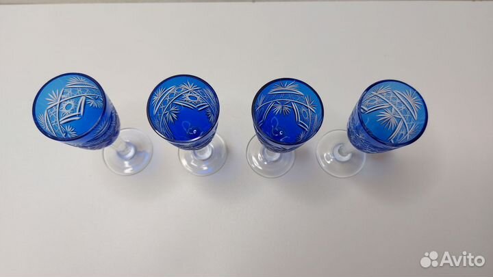 Рюмки синий хрусталь