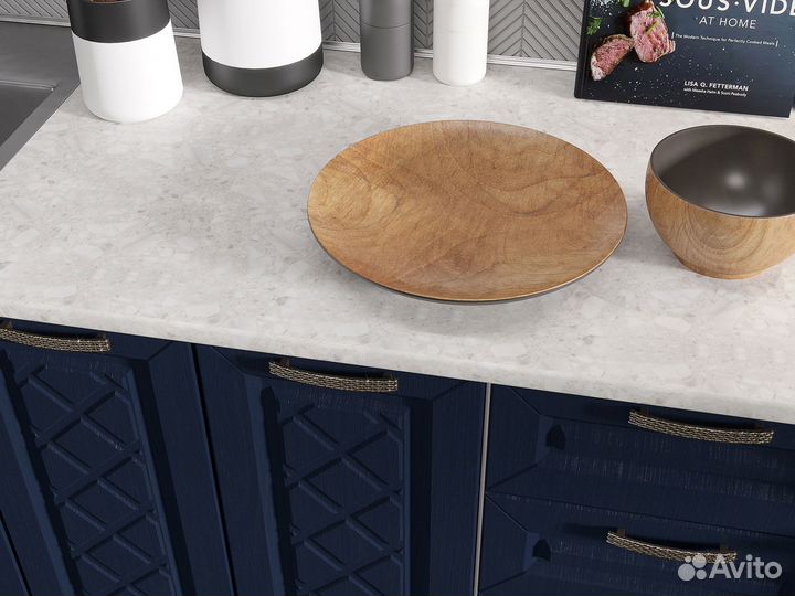 Кухня Агава 160 см, акация белая/сапфир