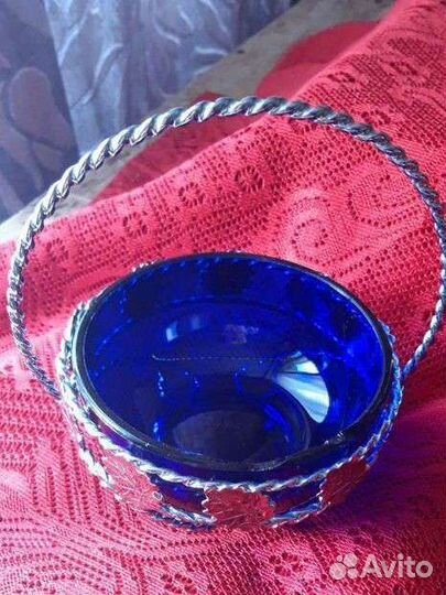 Ваза конфетница цветное стекло(Швеция)