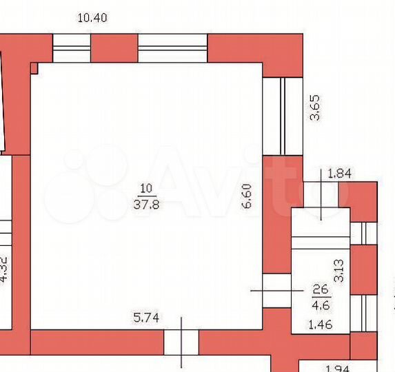 Помещение на красной линии, 43 м²
