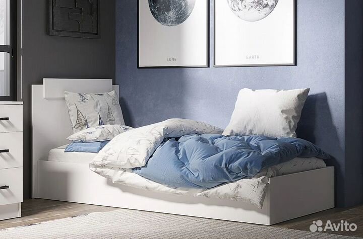 Кровать односпальная белая Новая / Гарантия 1 год