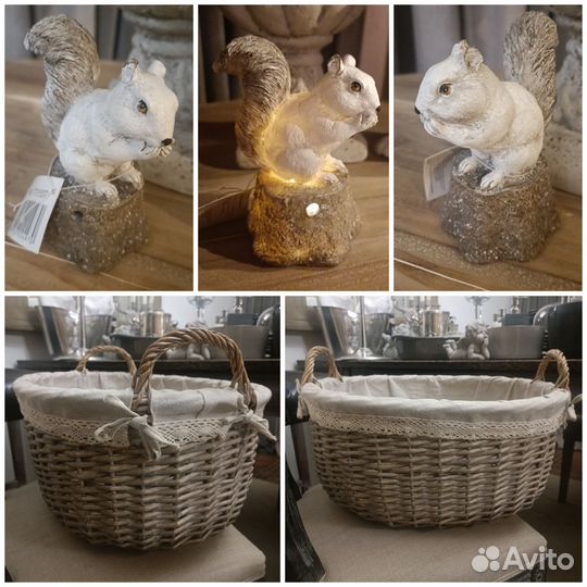 Белка фигурка игрушка Корзина плетеная 50см