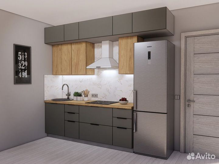 Кухня мдф+лдсп 2,8 м. Люкс-фурнитура, столешница