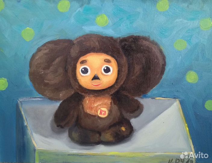 Картина маслом с Чебурашкой, изображение Чебурашки