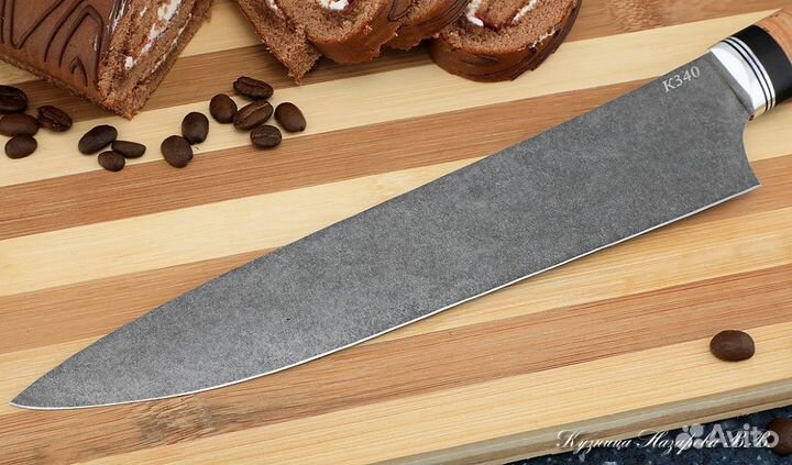 Поварской нож № 14 сталь К340 береста черный граб
