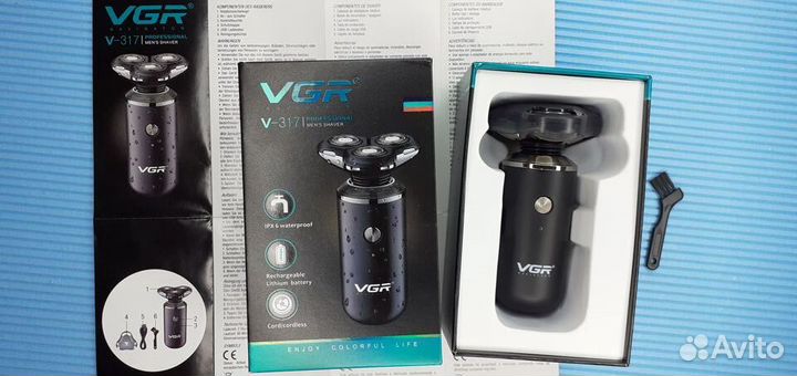 Беспроводная роторная бритва Vgr Тройные лезвия