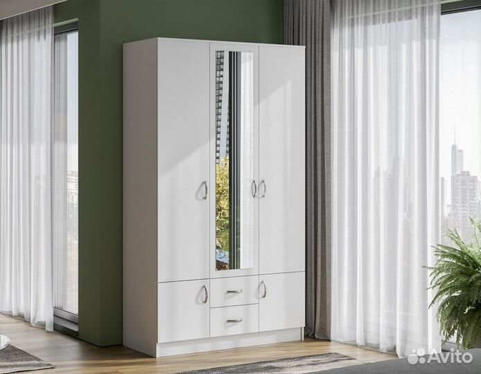 Шкаф Распашной с зеркалом Белый