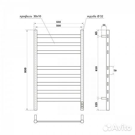 Полотенцесушитель электро Point Селена PN16858GR