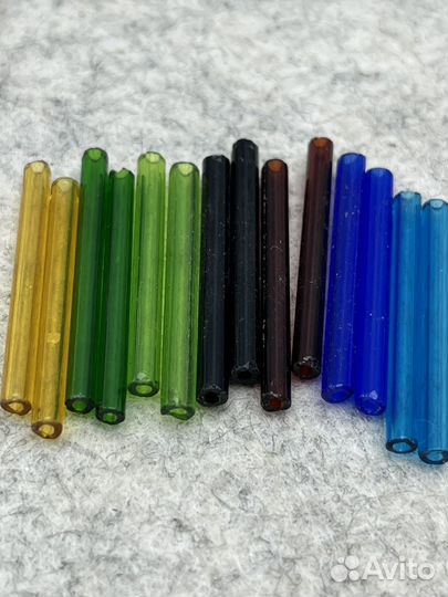 Винтажные стеклянные чешские трубочки