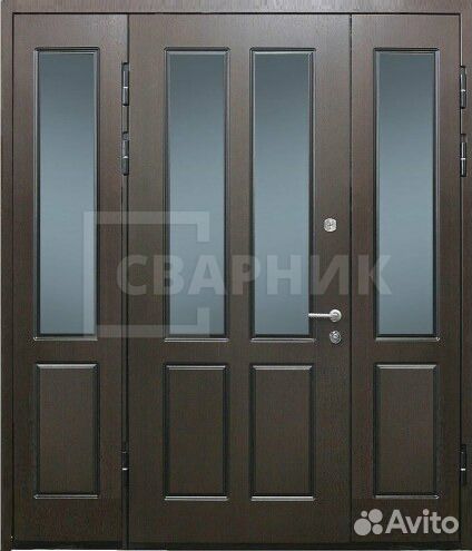 Трехстворчатая входная дверь на заказ. Установка