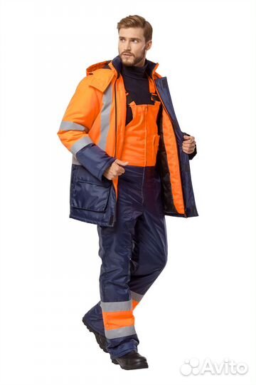 Костюм зимний Трасса сигнальный, оранж/синий