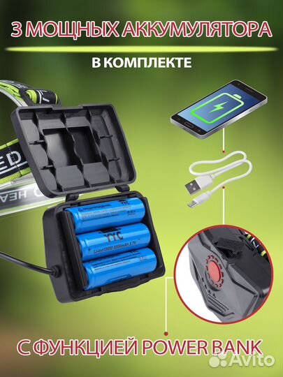 Фонарь налобный мощный с линзой