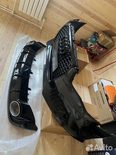 Бампер передний А6 С7 рест в сборе + диффузор