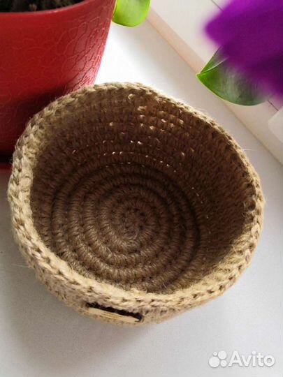 Корзинка из джута, интерьерная корзина