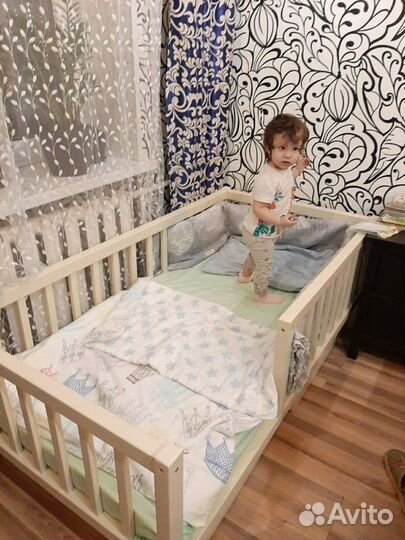 Кроватка детская с бортиком сингл из натурального