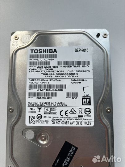 Жесткий диск Toshiba 500 Gb HDD