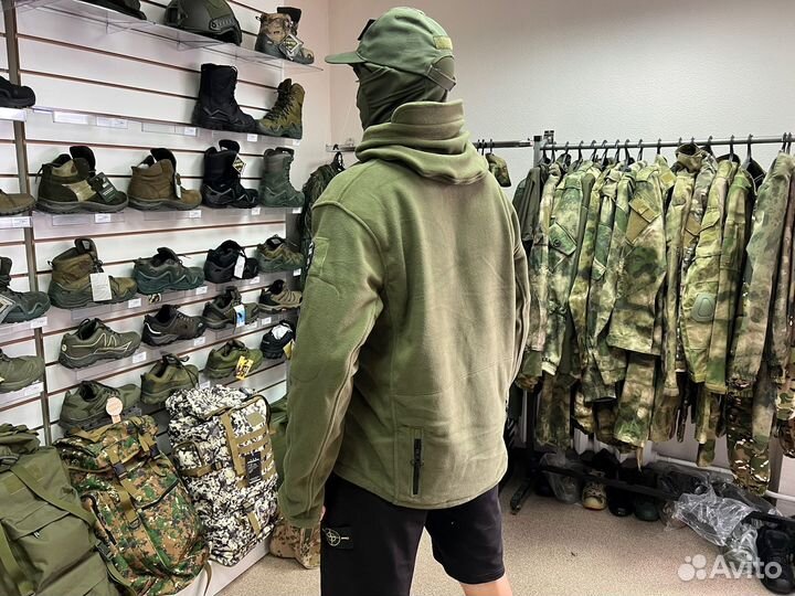 Флисовая тактическая кофта олива, мох