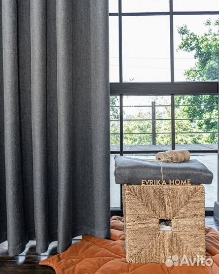 Шторы рогожка Орфей Темно-серый