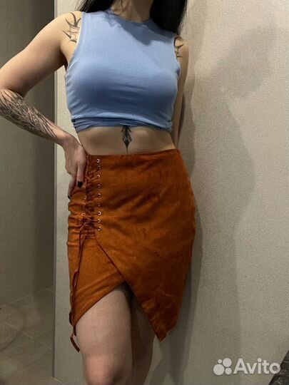 Юбка мини замшевая