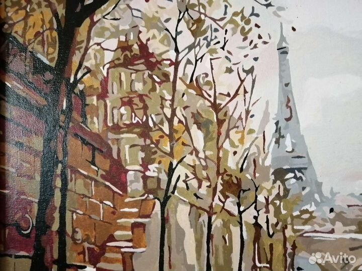 Готовая картина по номерам, в раме. Париж, пейзаж