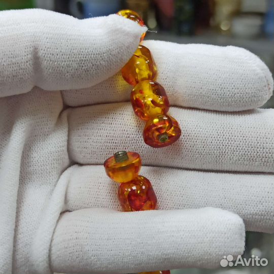 Бусы Калёный Янтарь Натуральный Камень Ретро