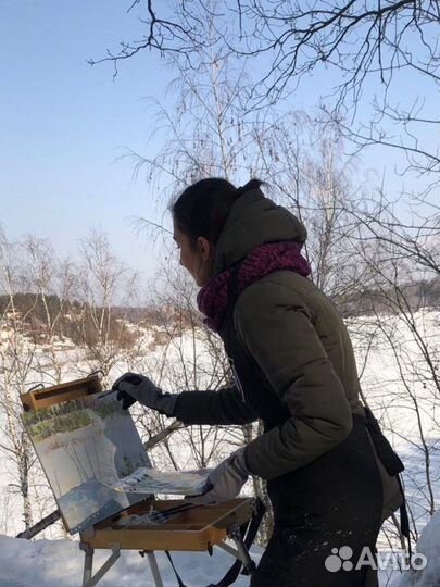 Картина маслом на холсте пейзаж, весна