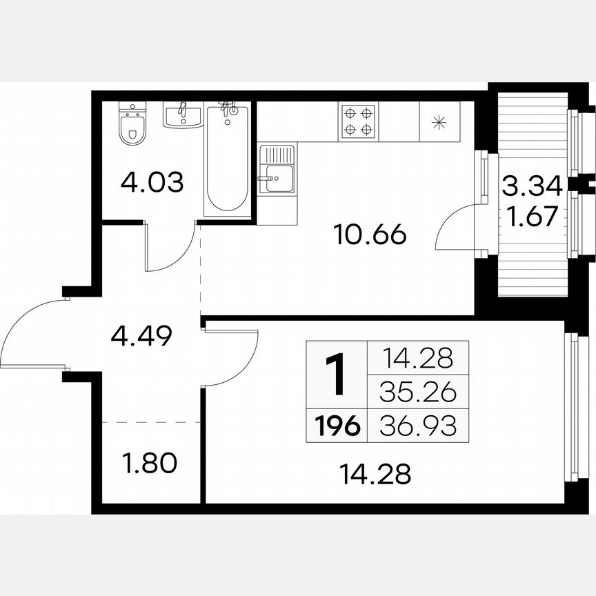 1-к. квартира, 36,9 м², 7/15 эт.