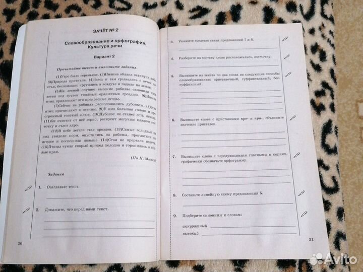 Русский язык 6 класс зачет