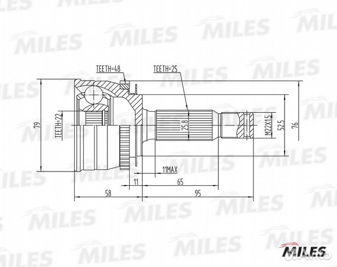 Шрус hyundai getz 1.3-1.6 02-11 нар. +ABS
