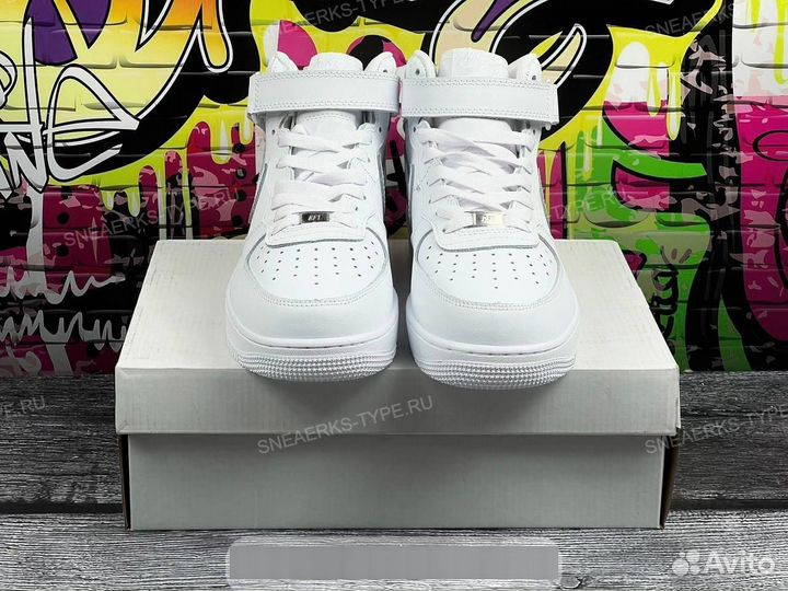 Кроссовки Nike Air Force 1 Mid White (36-45)