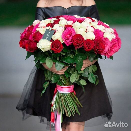 Букет из 101 розы «Ассорти Макс» 70 см