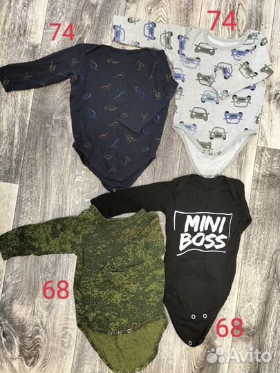 Вещи для мальчика.Боди с длинным рукавом 68-74