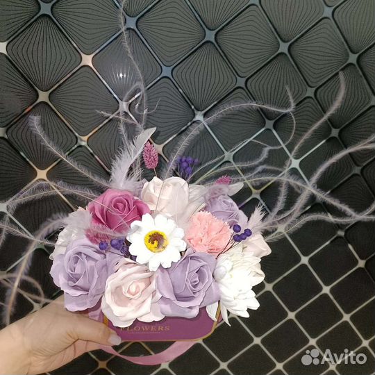 Композиции из цветов из мыла и сухоцветов