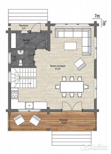 Дом двухэтажный из бруса