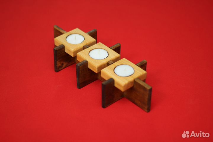 Подсвечник из дерева на три свечи
