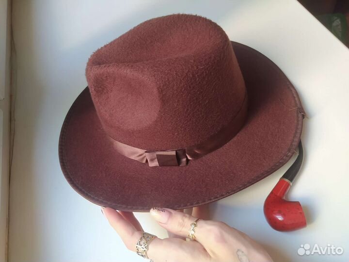 Шляпа фетровая унисекс коричневая