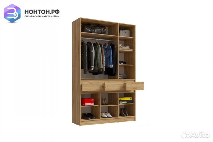 Шкаф 3-х створчатый Роджина дуб крафт / графит