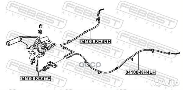 Трос стояночного тормоза 04100-KH4LH Febest