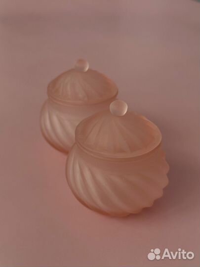 Баночки розовое стекло Европа винтаж