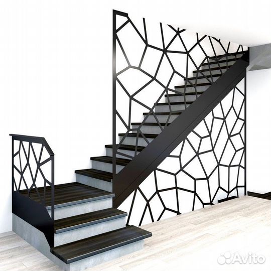 Лестница на металлокаркасе дизайн 4263
