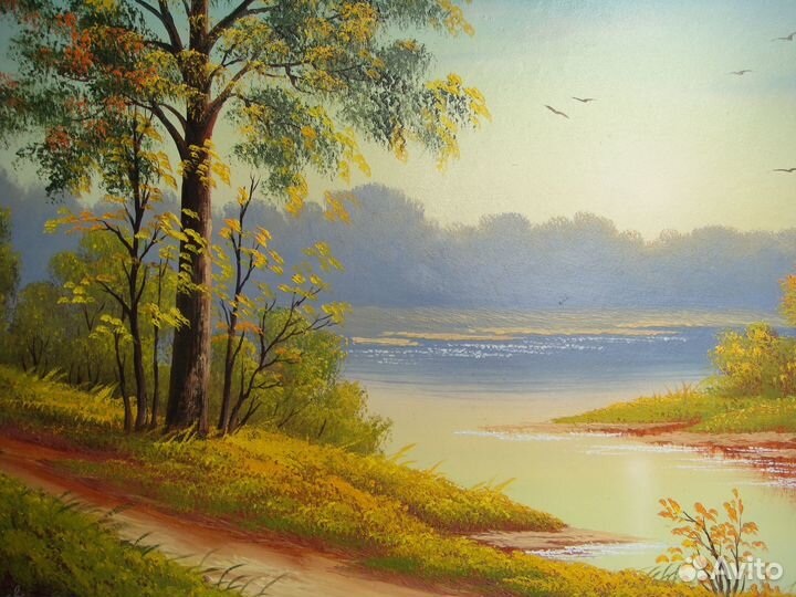 Картина Масло Золотая осень Подпись Художницы